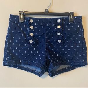 High Waisted Anchor Double Button Up Sailor Shorts